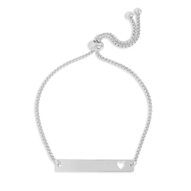 Adjustable Bar Bracelet w/Heart - Engraved