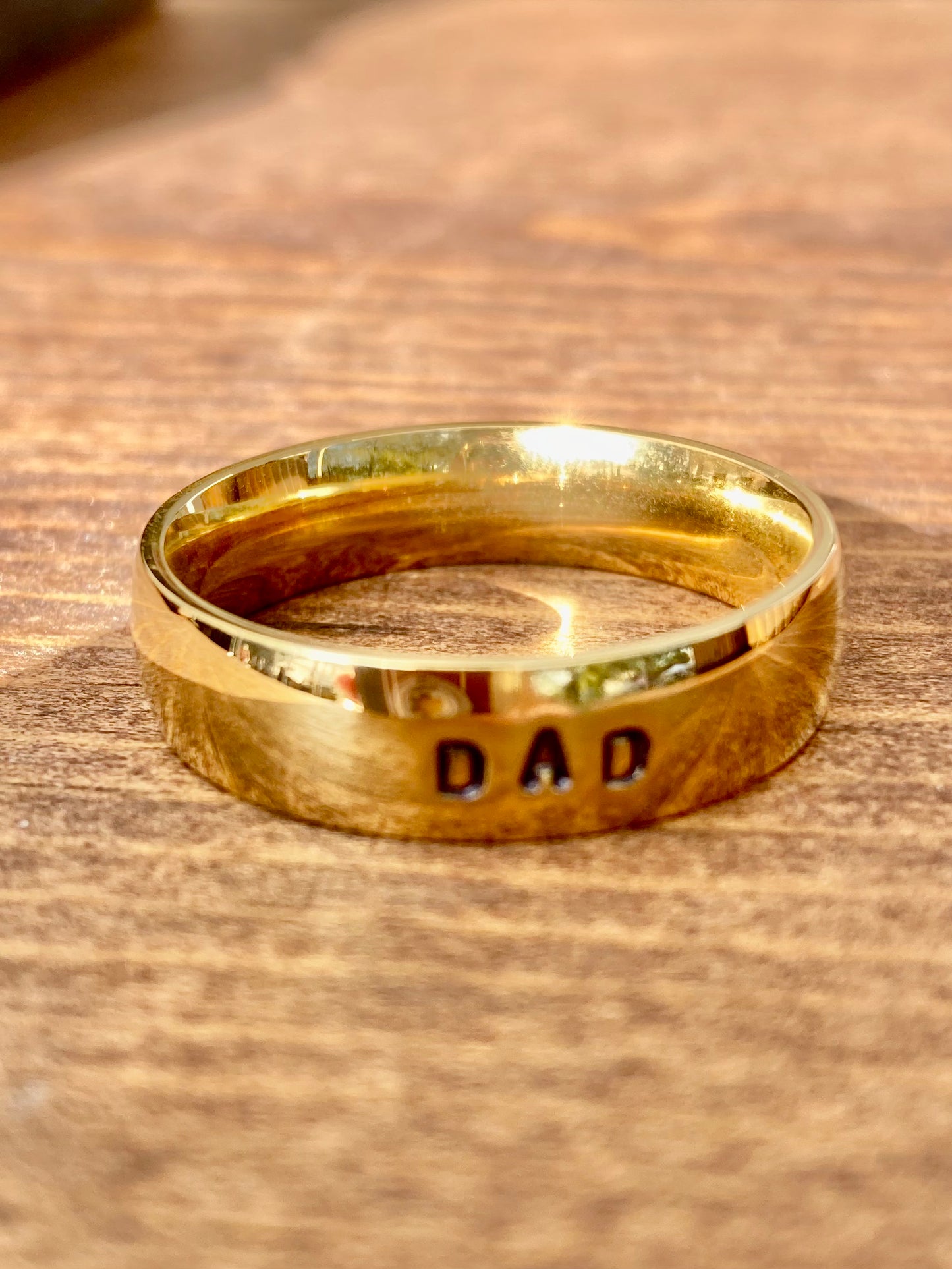 Custom Gold Dipped Wide Ring - Hand Stamped
