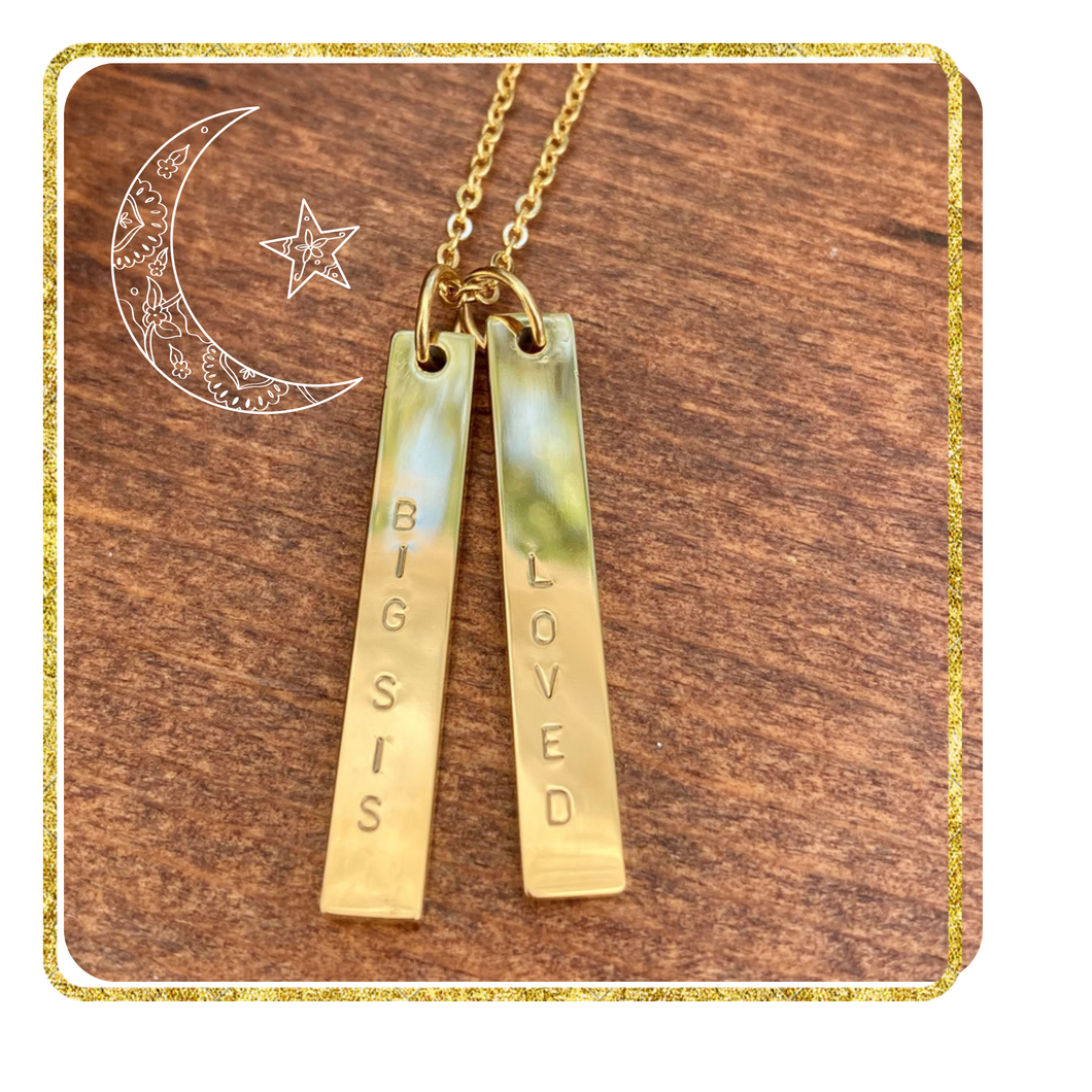 Bar Necklace- Vertical- Gold Dipped