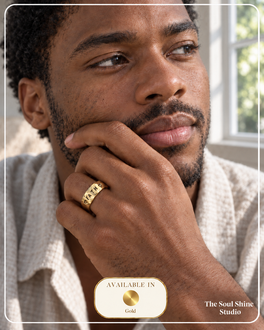 Custom Gold Dipped Wide Ring - Hand Stamped