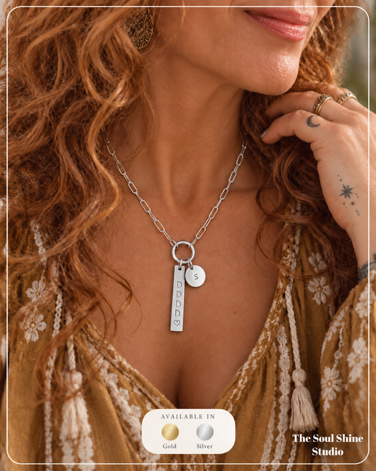 Build your Paperclip Charm Holder Necklace - Hand Stamped