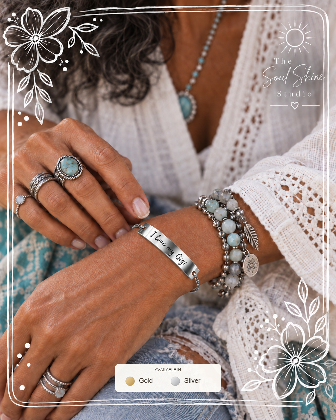 Adjustable Bar Bracelet - Engraved