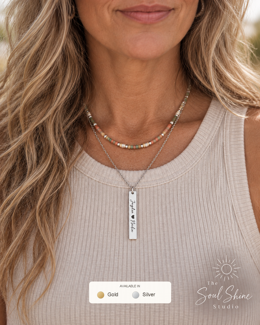 Vertical Bar Necklace - Engraved
