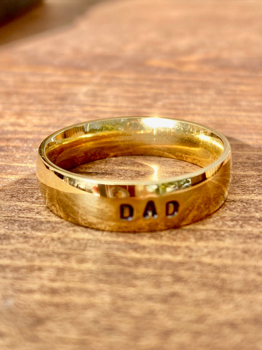 Custom Gold Dipped Wide Ring - Hand Stamped